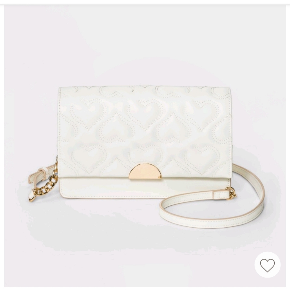 Quilted Heart Crossbody Bag - A New Day White NWT